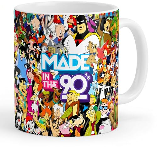 Shopi Zone Taza de cerámica estilo 90s, diseño retro de dibujos animados, nostalgia clásica e ideal como detalle creativo