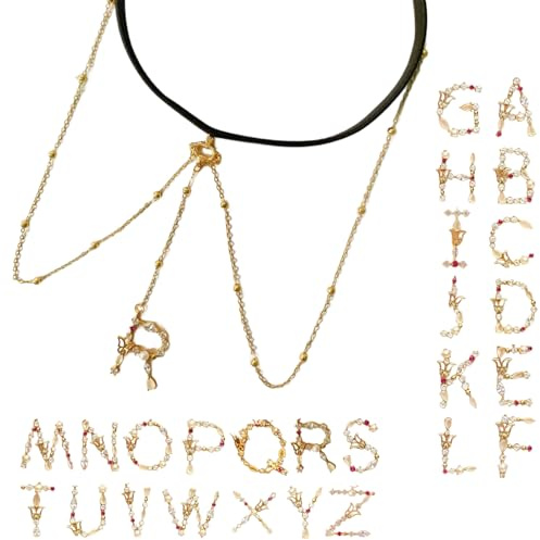 Cadena de pierna con inicial de diamante, cadena de muslo con letra inicial de mariposa de circón elástico sexy, cadena de pierna con iniciales de diamantes de imitación de múltiples capas (G)