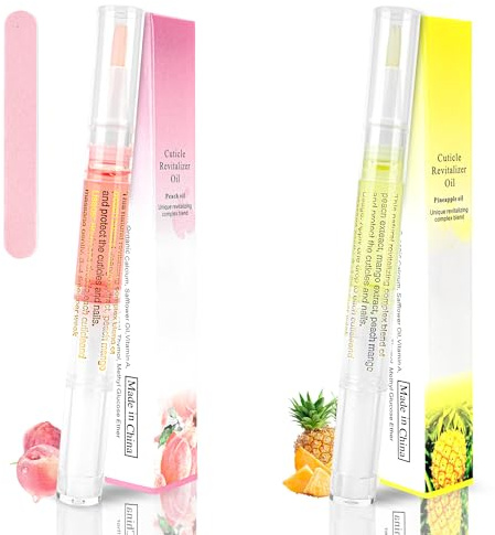 Lot de 2 stylos à huile pour cuticules pour le soin des ongles, huile pour cuticules pour ongles avec lime à ongles, huile à ongles pour éviter les fissures sèches et les ongles suspendus, nutrition