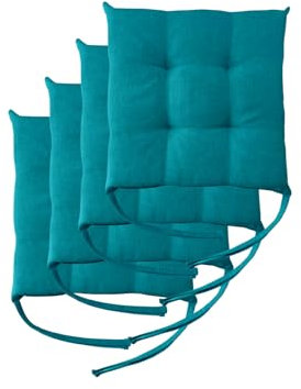 Il Tuo Artigiano Design 4 Stuhlkissen im Set, 40 x 40 cm 6 cm dick, Polsterung aus Schaumstoff und weichem Acryl, Sitzkissen Stuhl 4er Set, Stuhlkissen Outdoor 40x40 (4, Petrol)