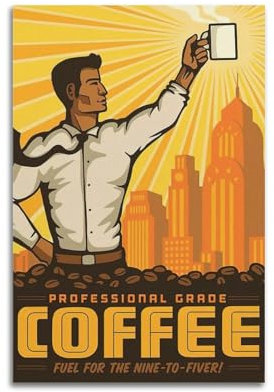 ZSLYMX Coffee Poster Retro Coffee Life Poster Decorative Painting Canvas Wall Posters And Art Picture Print Modern Family Bedroom Decor Posters 08x12inch(20x30cm)