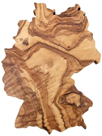 Tagliere da Cucina in Legno di Ulivo a Forma della Germania, 35 cm x 26cm