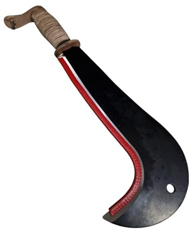 topolenashop Roncola Ronca con Lama 30 cm Professionale Tipo Bergamo con Manico in Cuoio Falcetto per Legna, Innesto Rami e Taglio Erba, Giardinaggio