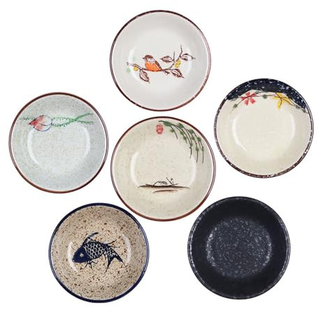 FYUEROPA Porzellan Saucenschalen, Beilage Sushi Dipschalen Geschirr Servierschale Vorspeisenteller Stapelbare Auflaufförmchen 6er Set