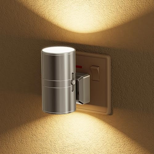 JandCase Night Light, Night Light Plug in Wall, Dusk to Dawn Sensor, Dimmable Nightlight 0-100LM, 3000K Warm White, Plug in Nightlight for Hallway, Bathroom, Bedroom, Stairs
