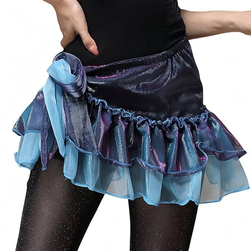 Bauchtanz Hüfttuch Rüschen Schimmer Bauchtanz Hüftrock Halloween Kostüm Zubehör, Blau, Einheitsgröße