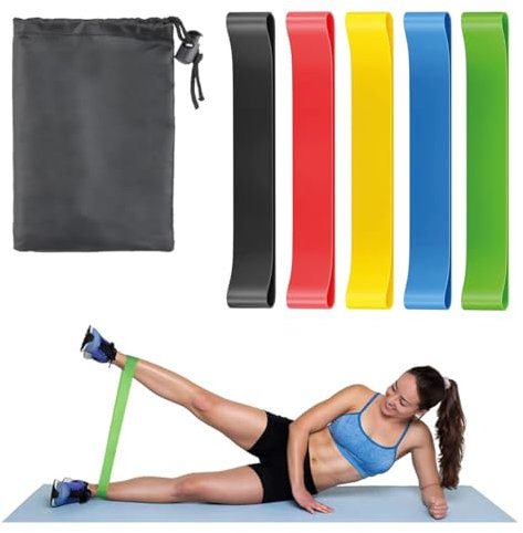 VAEIORP Fitness Stretch Bands, lot de 5, bandes élastiques pour l'exercice, Pilates, Yoga, Bodybuilding, Traction pour hommes et femmes, bandes élastiques pour le fitness, exercices d'étirement