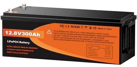 LiFePO4 Batterie 300Ah 12.8V 300Ah Lithium 3840Wh 4000-18000 Zyklen für Solaranlagen, Marinebatterien, RV-Batterien, Kraftwerke, Energiespeicher für netzunabhängige Anwendungen (300ah)