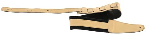 GEWA Cintura per chitarra serie Regular, vera pelle, larghezza 65 mm, lunghezza 100-134 cm, imbottita - spallina nera, sabbia asciutta - beige, fatta a mano in Europa