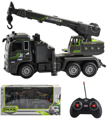 Grúa RC - Coche de construcción mecánico eléctrico,Vehículo de motor, carretilla elevadora RC, juguetes de construcción 4WD, excavadora de control remoto eléctrica, juguete de montaje de coche con vás