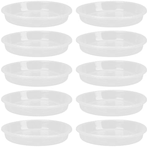 Toyvian 10 Piezas Bandejas de Plástico Transparentes Redondas para Plantas, Platillos Colectores de Agua para Macetas de Interior y Exterior, Base Protectora para Macetas, 14 Cm Diámetro