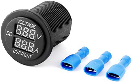 Voltmetro Amperometro Digitale LED 12-24V, Strumento Rotondo per Auto Moto Barca - Monitoraggio Batteria e Corrente in Tempo Reale, Materiale ABS Antincendio, Alta Durata e