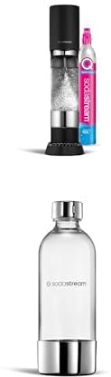 Sodastream Ensō – Machine à eau pétillante avec système CO₂ Quick Connect, cylindre de gaz 60L, 2 bouteilles 1L sans BPA et chiffon de nettoyage inclus, noire
