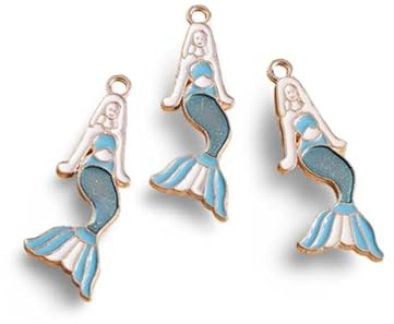 10 Stück süße Meerjungfrau-Charms zur Herstellung von Anhängern, Halsketten, Armbändern, Zubehör, Zubehör