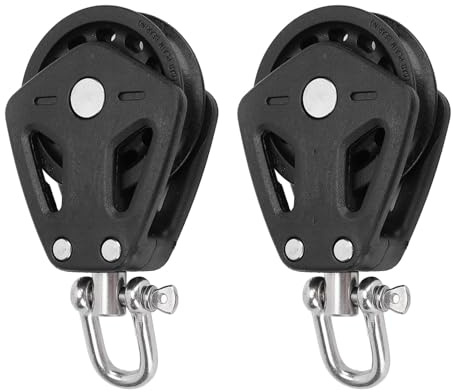 Akozon 2st Marin Remskiva Block Rostfritt Stål Nylon Duty 1000Lb Last Universal Enkellager Remskiva för Segelbåt Kajak Kanot Låsning (Låsning)