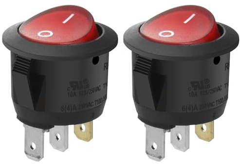 Heschen Ein-Aus-Kippschalter, SPST, 3-polig, 10 A, 250 V (AC), rot leuchtend, 2 Stück