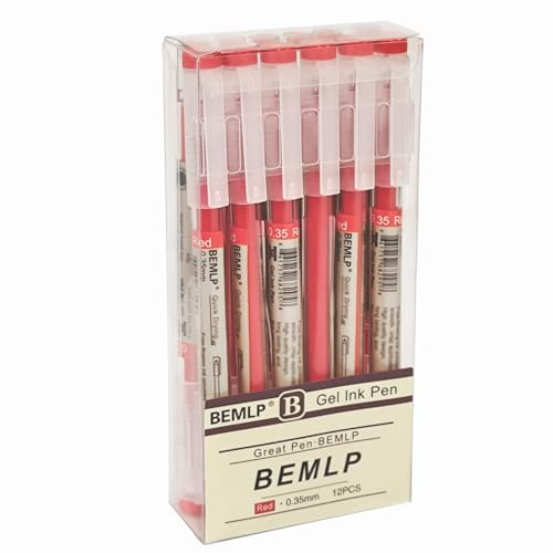 BEMLP Gelschreiber, 0,35 mm, rote Tinte, Stifthersteller, Stift, Schule, Büro, Studenten, Prüfung, Schreibwaren, Zubehör, technische Stifte, 12 Stück/Set (rot)