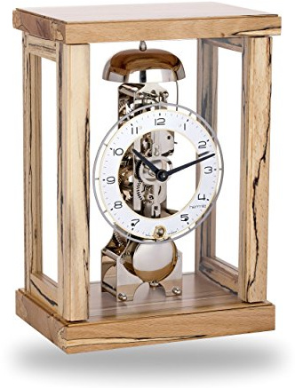 Hermle Hochwertige mechanische Tischuhr mit Schlüsselaufzug Eisbuche 27cm- 23056-T30791