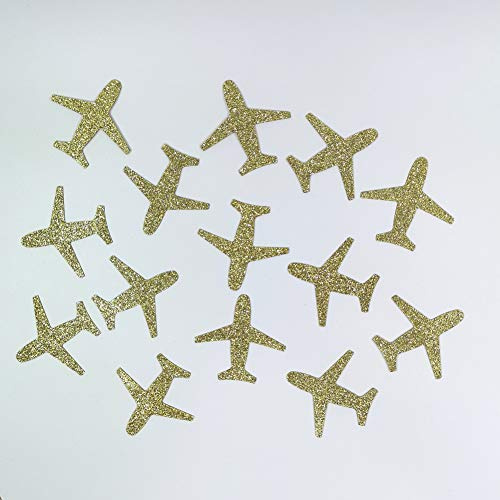 100 Counts Gold Glitter Airplane Table Scatter/Paper Confetti Decorations for Baby Shower Birthday Party