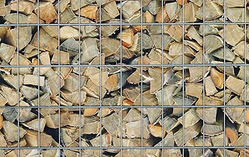 mein-zaunsichtschutz Sichtschutzstreifen in vielen Motiven, beidseitig Bedruckt aus Polyester-Filz für Doppelstabmattenzaun - KEIN PVC (Kaminholz)