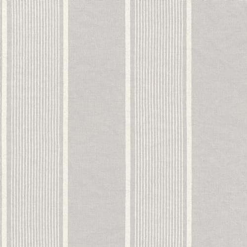 Rasch Tapete 463972 - Vliestapete mit Steifen in Grau und Weiß auf Leinenoptik - Kollektion: Country Charme