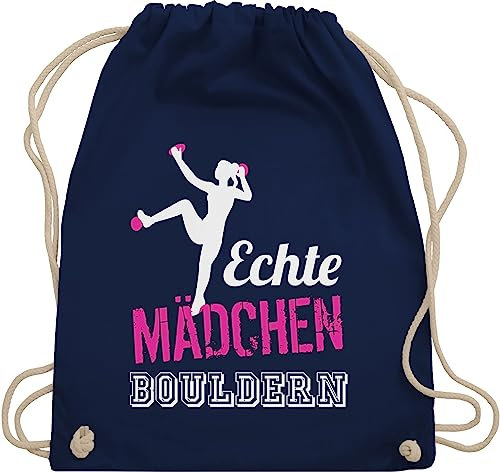 Shirtracer Turnbeutel Rucksack - Kinder Sport Kleidung - Echte Mädchen bouldern fuchsia/weiß - Unisize - Navy Blau - 25. geburtstag boulder bags beutel backpack tasche turntasche stoffbeutel taschen