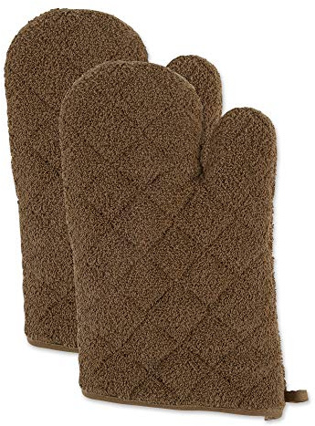 DII Basic Terry Collection Ofenhandschuh, 100% Baumwolle, gesteppt, Braun, 2 Stück