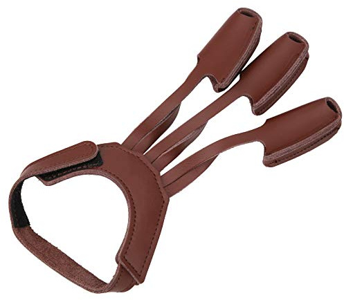 Surebuy Protector de tres dedos, guante de tiro con arco, ajustable, guante vintage de cuero artificial para entrenamiento de tiro con arco a largo plazo