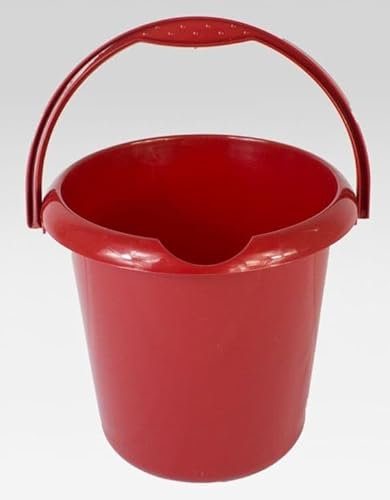 High Grade Colourful 5L Litre Durable Multipurpose Plastic Storage Bucket With Handle & Spout for Food Storage, Garden, Cleaning, Kitchen (Red) (1)