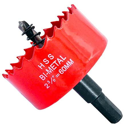 Lochsäge 60mm Holz, Schnellarbeitsstahl HSS M42 Bi-Metall Lochbohrer, Lochfräser mit Sechskant-Schaft und Bohrer für Kunststoff, Trockenbau und Rigips