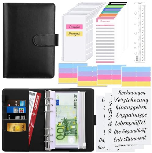 Budget Planner Deutsch, Budgetplaner, Haushaltsbuch A6 Planner Umschlagmethode, Budget Planer Geld Organizer Monatsabrechnung Finanzplaner Sparbuch für Taschengeld Planer, Cash Stuffing Startset