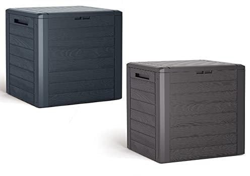 URBNLIVING 140 Litre Compact Plastic Outdoor Balcony Patio Garden Storage Box Chest Crate (Umber)