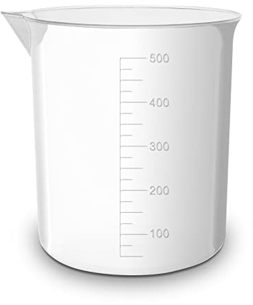 RE-GEN 500ml Graduated Clear Plastic Measuring Beaker Cup – Ideal for Laboratory, Home, Kitchen, Cooking, DIY, Arts & Crafts