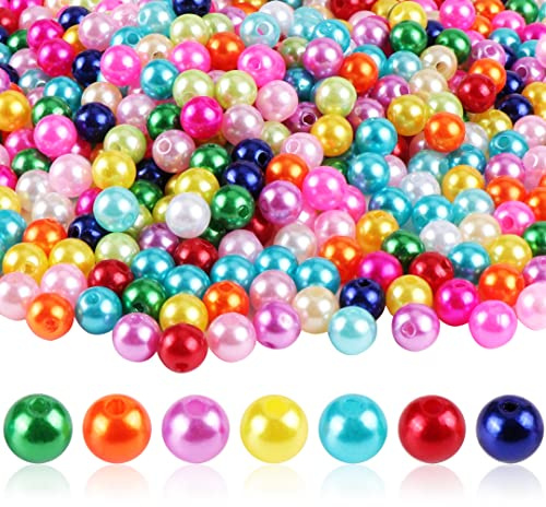 1000 Stück 8mm Perlen Kunststoff Bunte Bastelperlen | Kunstperlen künstliche Perlen Bastelperlen für DIY Schmuckherstellung, Armbänder, Halsketten Basteln