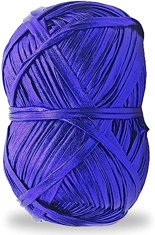 NOTIONSLAND 200 g Metallic-T-Shirt-Garn, Glanzgarn für Häkeltaschen, Glänzendes Strickgarn, Dunkelblau