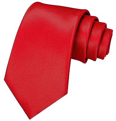 JEMYGINS Herren-Krawatte im karierten Muster und einfarbigen Design für formelle Anlässe,Rot