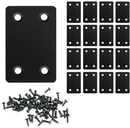 QSJ 16 Pack Black Flat Mending Plate 2.36x1.49'', Stainless Steel Bracket, Straight Metal Brace Bracket, Fixing Joining Plate for Wood Furniture Fastening & Fixing