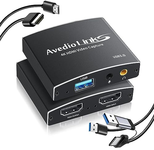 Capture Card, avedio links Audio Video Capture Card, USB C/A 3.0 Video Capture Card 4K@60Hz HDMI Loop-Out, 1080P 60FPS Game Capture Card for Streaming Works for Nintend0 Switch/PS5/PC/Camera, (Black)