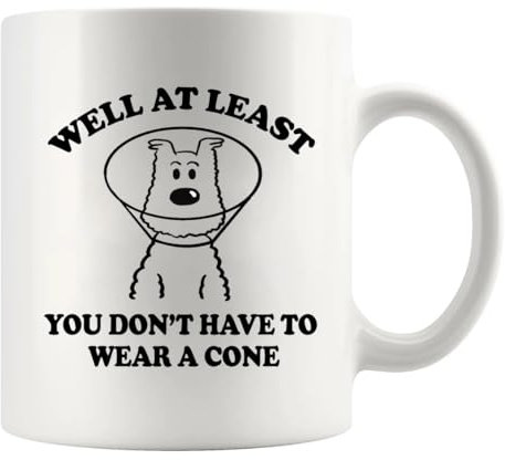 Tazza in ceramica con scritta Well At Least You Don't Have To Wear A Cone Get Well Soon, regalo per donne dopo l'intervento chirurgico, regalo da parte degli amici sentire meglio e ottenere bene