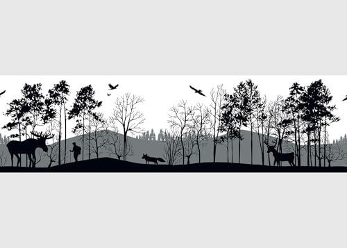AG Design Bordura Autoadesiva Silhouette di Foresta, AWB 8270 | Decorazione Impermeabile per Pareti, Mobili, Carte da Parati, Rivestimenti Murali, Pellicola | Larghezza 500 cm x Altezza 13,8 cm