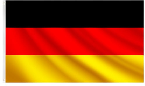 COCOSY Deutschland Fahne - 90 x 150 cm 100% Polyester Deutschland Flagge mit Messing-Ösen - Wetterfeste & Langlebige DE Germany Deutsche Flagge für Sport & Feierlichkeiten