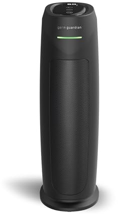 GermGuardian HEPA Air Purifier for Home, Large Rooms Up To 743 Sq. Ft. with HEPA PURE Air Filter, Air Quality Monitor & UV-C Light, AC4880B, 22 Tower, Black