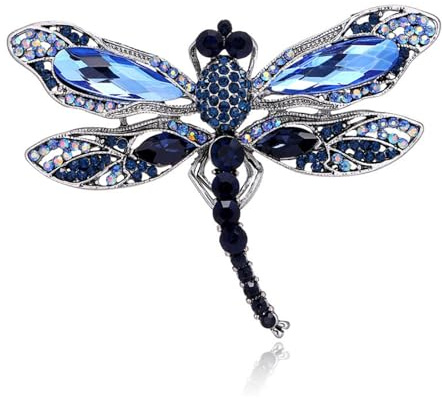 Vintage Femmes Rhinestone Broche, Bleu Brooch Libellule Brooch Pin, Bijoux De Mode, Femme Bijoux Broche Epingle, Accessoires Du VêTement, Style éLéGant Comme Cadeau pour Femmes Filles(1pcs)