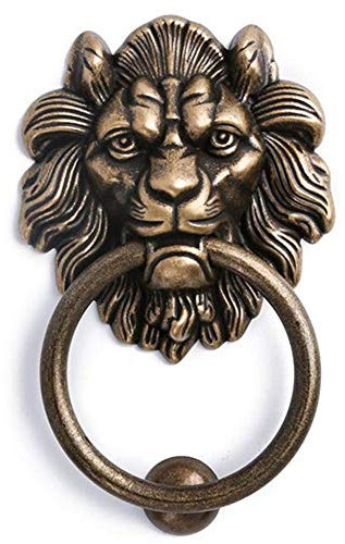 Vintage-Türklopfer, Ringgriffe, Antik-Bronze-Löwenkopf-Türklopfer, Haustürgriff, Knöpfe, Bronze, 12 cm, Zuhause (Bronze 14,5 cm)