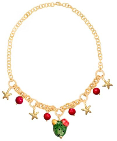 MARARDI Halsband för kvinnor italiensk kaltagirona keramik guldkedja handgjorda originella italienska smycken för vardag bröllop evenemang speciella tillfällen, Italiensk koppar och keramik