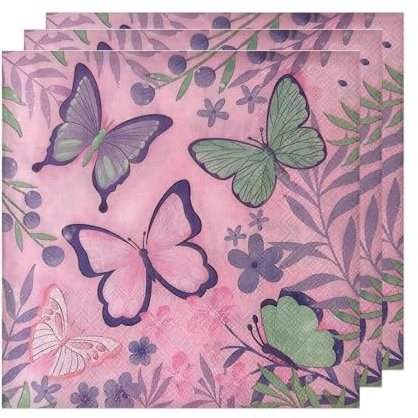 FAINCA 40 Pezzi Tovaglioli Floreali per Primavera 17x17CM Farfalle di Carta | Tovaglioli Primaverili In Carta Estivi Tovaglioli Carta per Feste In Giardino Attività Familiari Tovaglioli