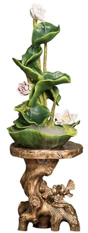 Fuente de Jardín Fuente de Agua Que Fluye de Loto, Adornos de pie, Fuente de Agua Que circula en el Suelo, for decoración del hogar y la Oficina Fuente Jardin Exterior