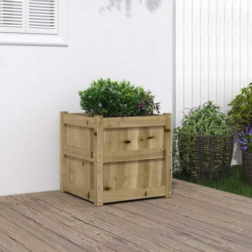 Homgoday Garten Pflanzgefäß 50x50x50cm Imprägniert Holz Kiefer Garten Pflanzgefäße Blumenkübel Outdoor Pflanzkasten Hochbeet Korb