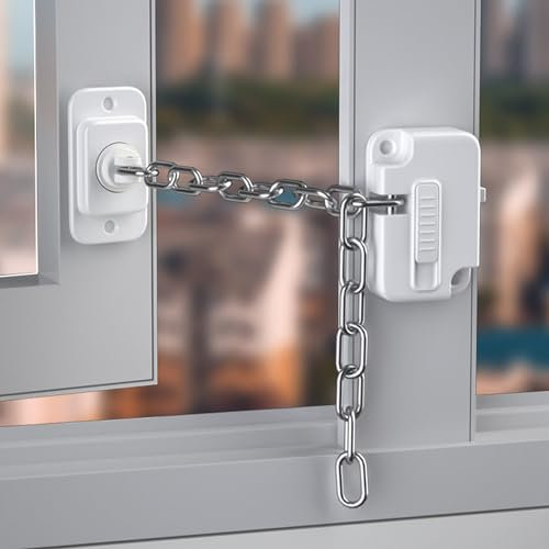 KJLEEN 2PCs Window Locks Child Safety Locks, Window Restrictor for UPVC, Window Safety Locks, Self Adhesive No Drilling Window Stopper Window Lock for Children Cats Pets Metal Wooden Sliding Window