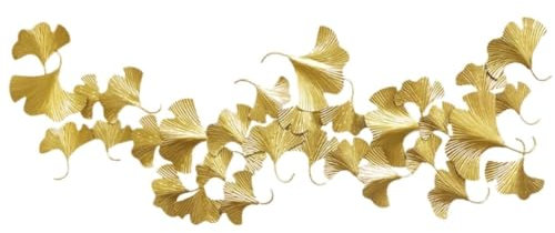 Wandskulpturen Wanddeko Wandornament 3D Schmiedeeisen Ginkgo Blatt Wanddekoration Metall Wanddekoration Ginkgo Blatt Dekor Hängende Wandkunst Für Wohnzimmer Wandschmuck Wanddekoration(120*45cm)